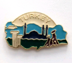 VTG Turkey Mosque Turkish Landscape Gold Tone Enamel Pin Souvenir Black ... - £10.30 GBP