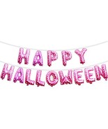 Happy Halloween Banner Balloons Party Pink Foil with Heart Party Decorat... - £7.39 GBP