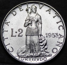 Vatican City 2 Lire,1953 Gemstone UNC ~ Fortude Standing with a Lion-
show or... - £8.42 GBP