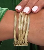 Heidi Daus &quot;Snake Charmer&quot; Multi-Strand Serpentine Gold-Tone Bracelet Small/Med - £33.00 GBP