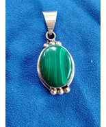 Taxco Mexico 925 Sterling Silver Green Jasper Stone Pendant Free Shipping - $829.78 MXN