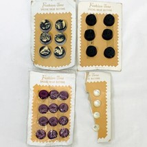 Vintage Fashion Tone Buttons Lot ot of 4 On Cards NOS Made In The USA - $12.32