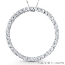 Eternity Circle &quot;Forever Love&quot; CZ Crystal 33mm (1.3&quot;) Pendant in 14k White Gold - £201.38 GBP+