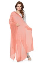 Women &amp; Girl Plain  Dupatta Chiffon Wear Casual Dupatta Trinational Scarf Peach - £7.21 GBP