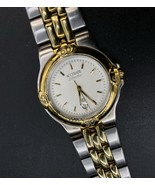 Swiss Made Accurate Watch Textured Band Date Dial Stainless &amp; Goldtone - €50,47 EUR