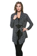 Women&#39;s Draped Neck Open Front Cardigan Gray - $53.89