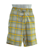 Callaway Shorts Golf Performance Flat Front Yellow Plaid Bermuda Men&#39;s S... - £15.81 GBP