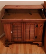 Antique Solid Wood Dry Sink With Storage Cabinet Removable Copper Lining Tray 