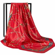 Chain Scarf Vintage Style Horse Satin Head Red Scarf Bandana - £23.47 GBP