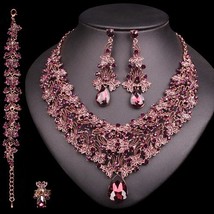 Vintage Statement Necklace Earrings Bracelet Ring Retro Bridal Jewelry Sets Wome - £54.75 GBP