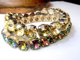 Medium Vitrail stretch bracelet w/ Swarovski Crystal Chatons • Sew on Silver - £43.96 GBP