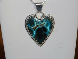 Insane Chotoyant Malachite Handmade Heart Pendant Set In Sterling Silver - £133.97 GBP