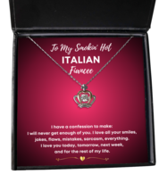 Necklace Present For Italian Fiancee - Jewelry Crown Pendant Valentines Day  - £39.92 GBP