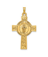 14k Polished Cross with St. Jude Thaddeus Medal Pendant REL110 - $1,255.14 CAD