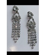 Vintage Couture Earrings Rhinestone Handmade Designer Cascade Waterfall ... - $73.55 CAD