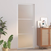 Interior Door 83x201.5 cm White Matt Glass and Aluminium - £139.22 GBP
