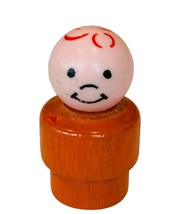 Fisher Price Little people vtg antique 1960s figure toy wood boy linus orange - $13.81