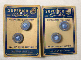 Vintage SUPERIOR Quality  Gold Lustered BLUE Glass Buttons  Eyes Floral  E - €8,17 EUR