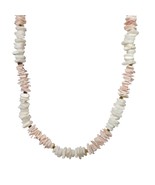 Handmade Shell Bead Necklace Pink &amp; White Disc Beads Beachcore Boho Jewelry - €21,40 EUR