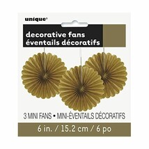 Mini Gold Tissue Paper Fan Decorations, Pack of 3  - $7.00