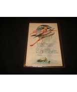  Vintage Antique 1913 Stork Bird Baby New Born congratulations postcard  - $196.27 MXN