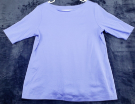 Isaac Mizrahi T Shirt Top Womens Medium Blue 100% Cotton Short Sleeve Round Neck - £11.88 GBP