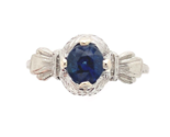 Art Deco 18k Gold .79ct Genuine Natural Sapphire Ring Hand Engraved (#J6... - $1,816.65