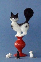 Albert Dubout &quot;ESCAPE PLAN&quot; Cat On Stool Afraid of Mice Statue Sculpture France - £32.55 GBP