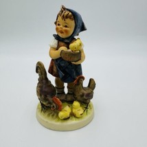 Hummel Goebel West Germany Little Girl with Chickens Feeding Time 199/0 Figurine - £62.52 GBP