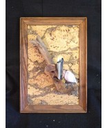 Vintage Old Art Sculpture Brown Pelican Wood Carving Wooden Plaque Bird Art - $60.31 CAD