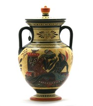 Amphora Vase Achilles and God Bacchus Dionysus Ancient Greek Pottery Cer... - $93.31