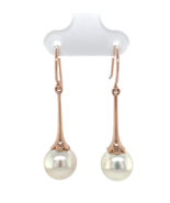 14k Rose Gold Drop Earrings with 9.9mm Cultured South Sea Pearls (#J7323) - $856.35