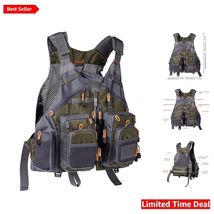 Versatile Fishing Vest in Army Green - 18 Functional Pockets for Gear St... - $91.03
