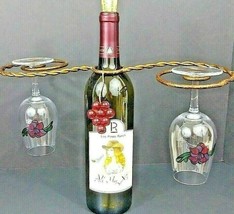 Texas Ladies Wine Bottle Glass Holder With 2 Wine Glasses Read Labels Al... - $24.30