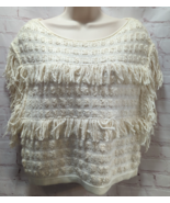 BCBG XXS cream woven fringe sweater top sleeveless short or cropped - $19.79