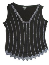 Dressbarn Collection Womens Pullover Top L Black Beaded Sleeveless Nightclub - £11.47 GBP