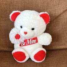 Vtg Dan Dee Be Mine Teddy Bear Plush Stuffed Animal Lace Satin Rose White Red - £22.20 GBP