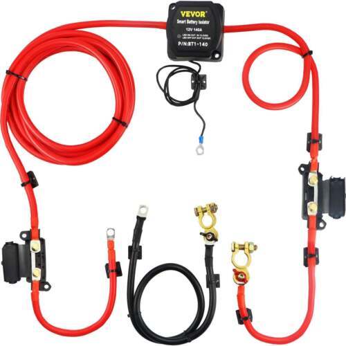 Split Charge Relay Kit; 6mtr 12V; Automatic Dual Battery Isolator Kit with 140AM