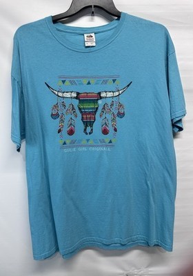 Girlie Girl Originals Blue 100% Cotton Graphic Tee T Shirt  - $14.82