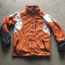 Columbia Ski Jacket Youth 18 20 Mens 3 in 1 Coat Orange Brown Fleece Winter SNOW - $49.49