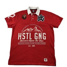 Hustle Gang Rugby Polo Shirt Men&#39;s 2X Red Short Sleeve Embroidered Logo ... - £27.67 GBP