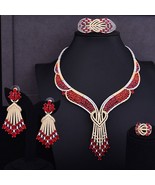 Luxury Heart Love 4PCS Nigerian Jewelry set For Women Wedding Zircon Cry... - $278.95