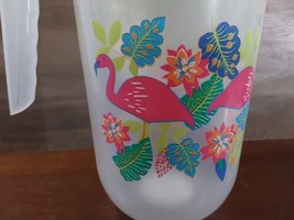 Mainstays Large Plastic One Gallon Pitcher Flamingos Flowers Summer Neon - $12.20