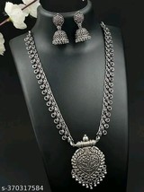 Indian Women Silver Oxidized Necklace Set Bohemian Gypsy Fashion Jewelry Gift - £27.83 GBP