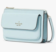 Kate Spade Leila Small Flap Crossbody Bag Dewy Blue Leather Purse K8284 $269 FS - £79.12 GBP