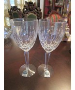 LENOX PAIR OF WINE FINE CRYSTAL GOBLETS &quot;SERENE &quot; PATTERN NEW NO BOX  - £35.03 GBP