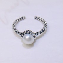 Natural Pearl Ring 925 sterling silver Vintage Ring size 5 6 7 - £9.37 GBP