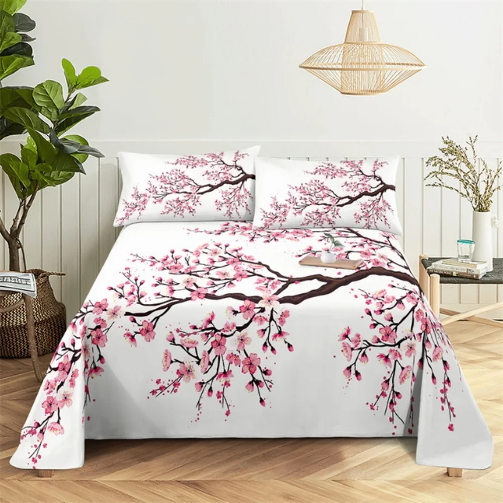 Pink Rose Bed Sheet Sets 3D Print Flowers Bed Flat Sheet for Women Girls... - £22.35 GBP+