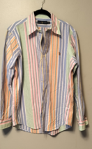 Ralph Lauren Men’s Medium Blue Striped Long Sleeve Button Down Shirt Cas... - $18.23