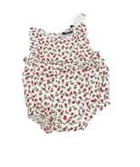 Petite Plume Rose Print Ruffle Twill Bubble Romper Size 6-12 months New ... - $33.66